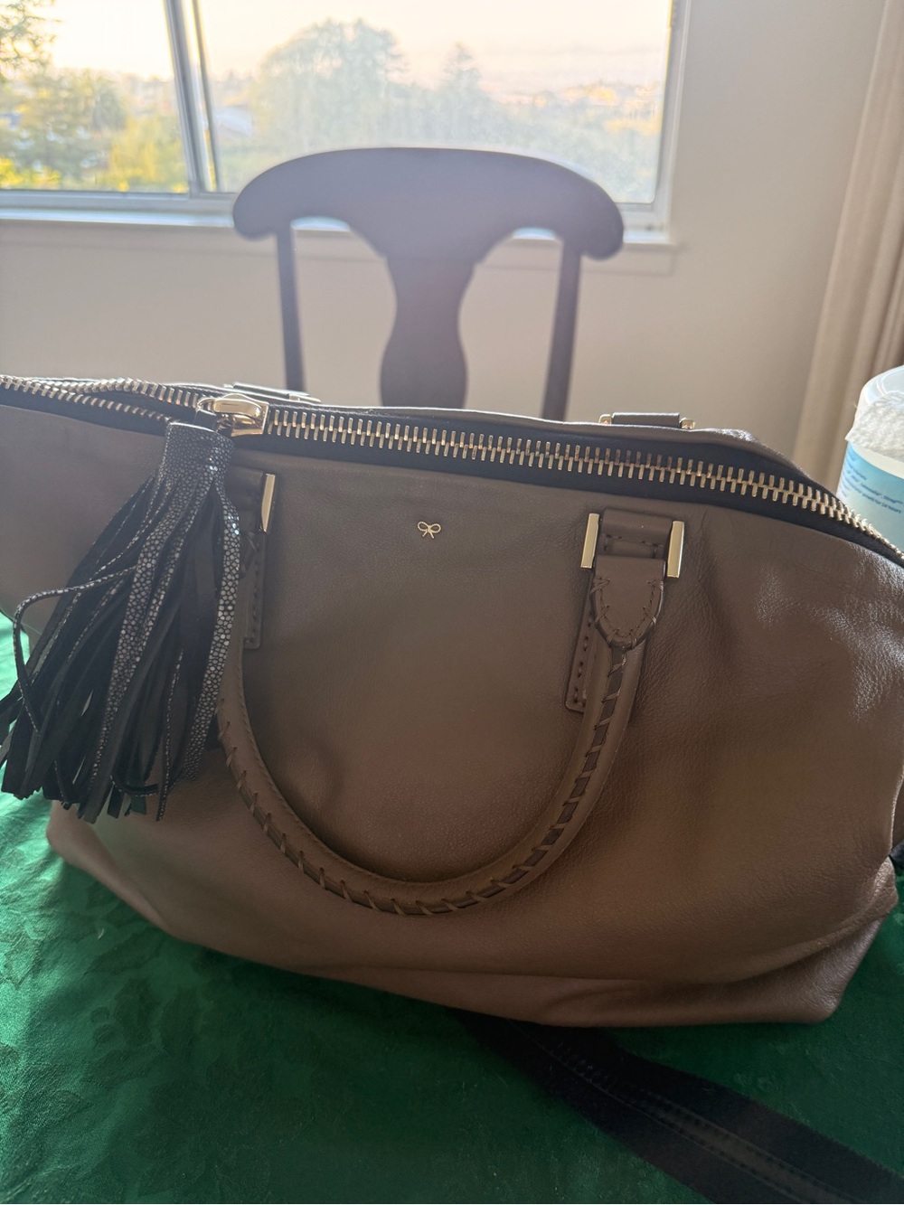 Anya Hindmarch Brown Leather Satchel with Tassel